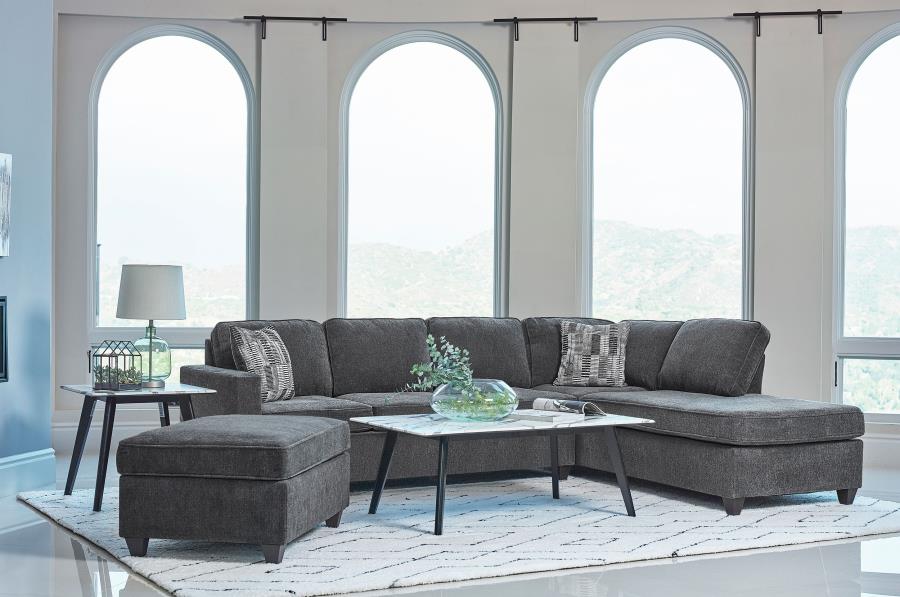 McCord 2-piece Cushion Back Sectional Dark Grey