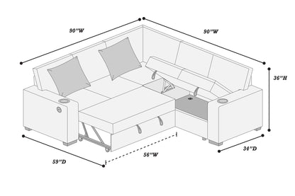 F8556 3-Piece Convertible Sectional Sleeper