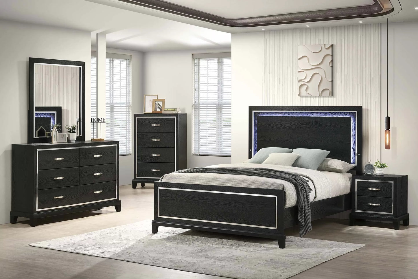 F9672Q Queen Bedroom Set with LED