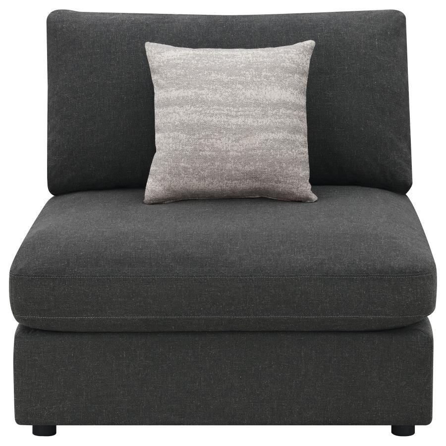 Serene Upholstered Armless Chair Charcoal