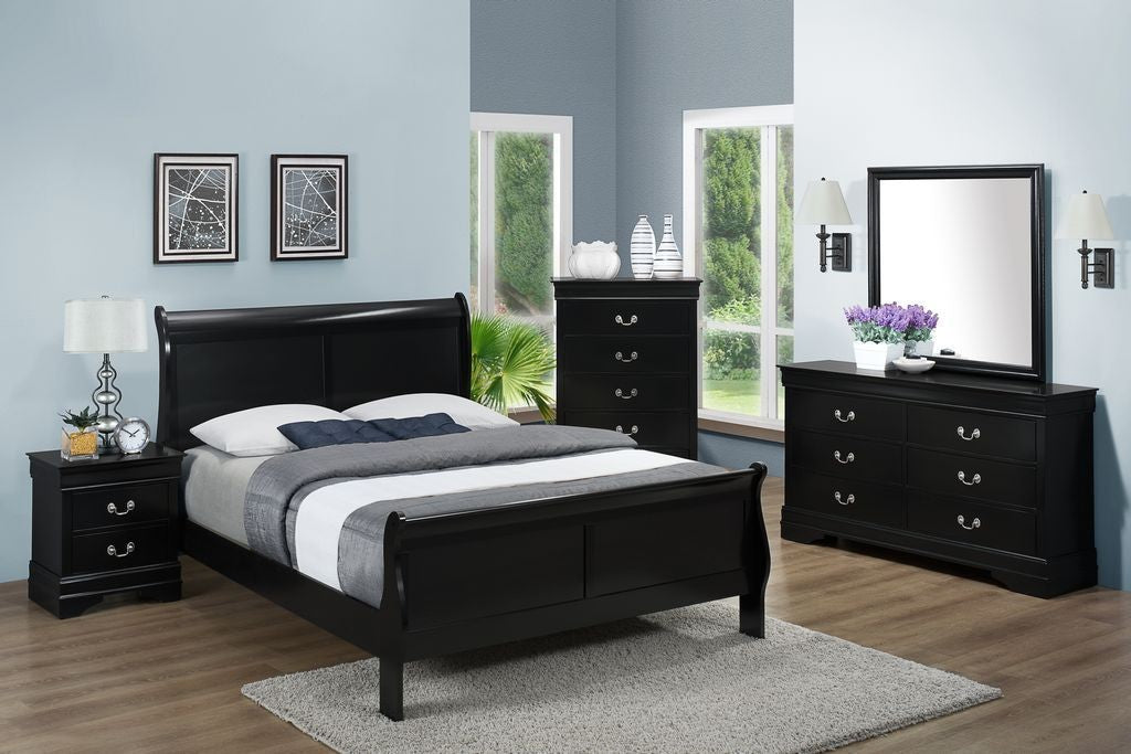 Louis Phillipe 3-PC Bedroom Set - Black