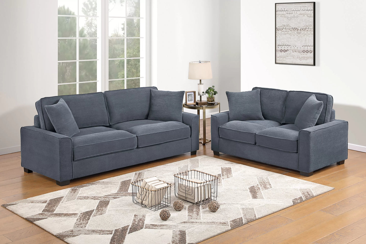F8392 2pc Sofa & Loveseat - Dark Gray