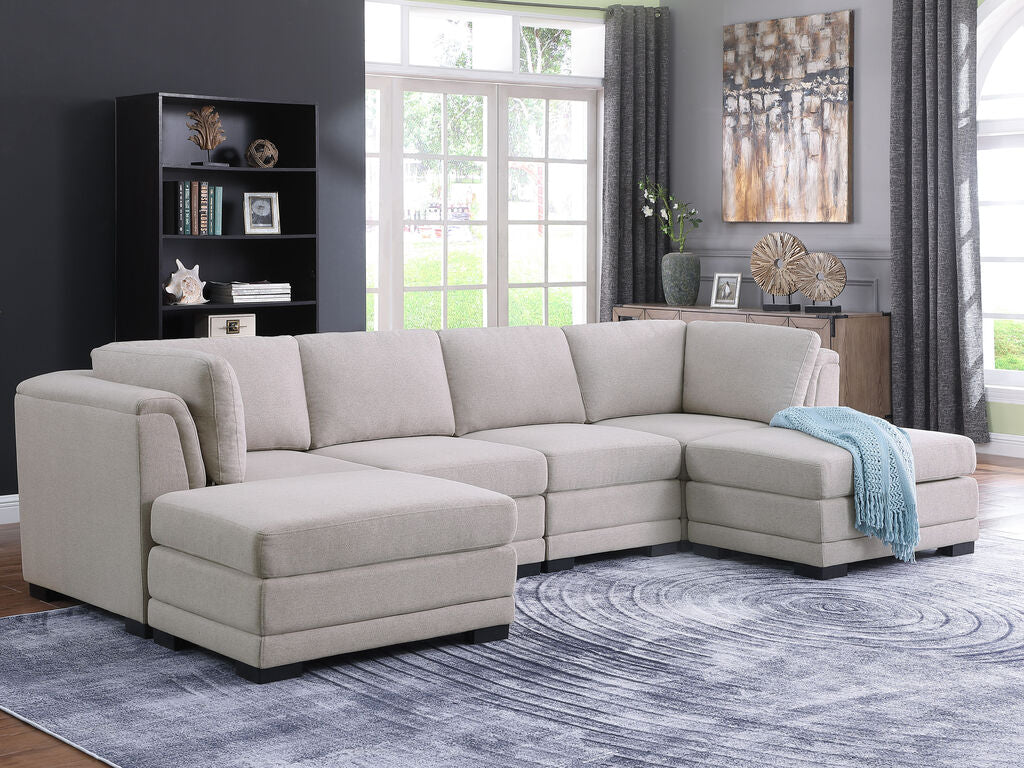 Kristin 121.5"Reversible Sectional Sofa with 2 Ottomans