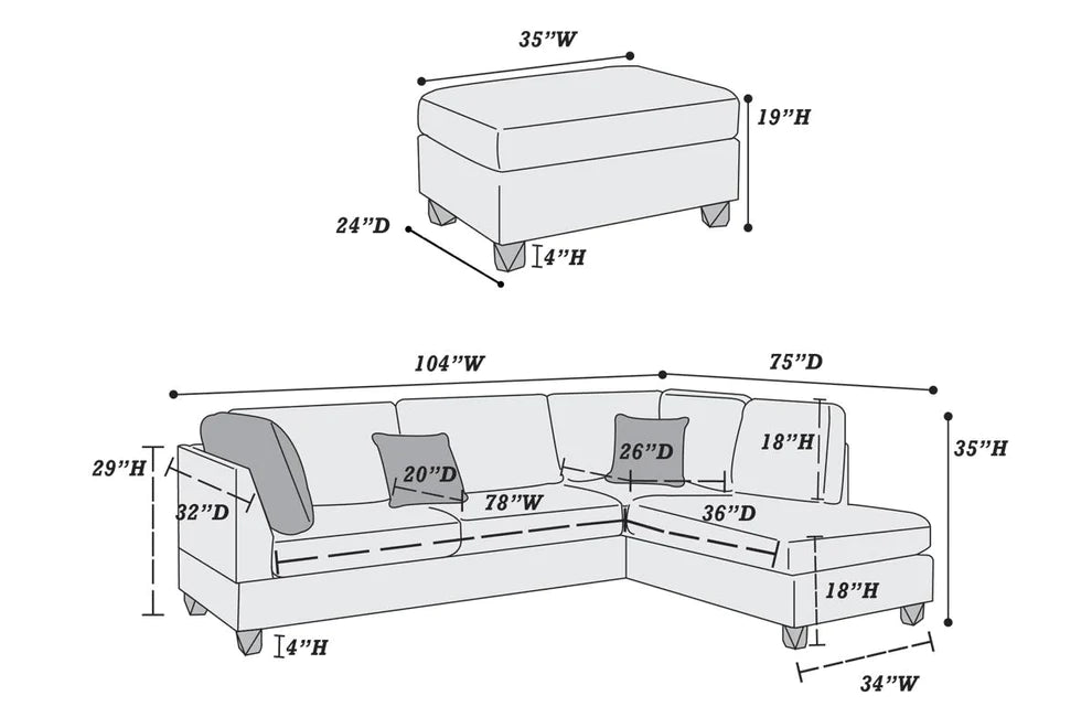 F7605 3-PC Sectional Set - Beige