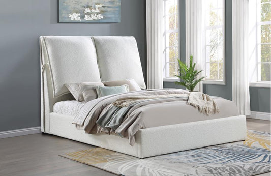 Gwendoline Upholstered Queen Platform Bed with Pillow Headboard White