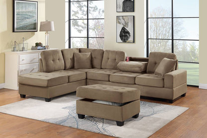 F8426 3pc Reversible Sectional  W/ Storage Ottoman