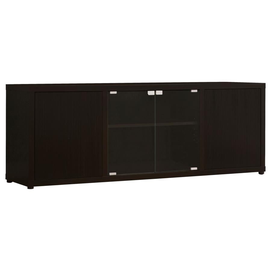 Ames Rectangular TV Console with Magnetic-push Doors Cappuccino
