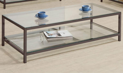 Trini Coffee Table with Glass Shelf Black Nickel