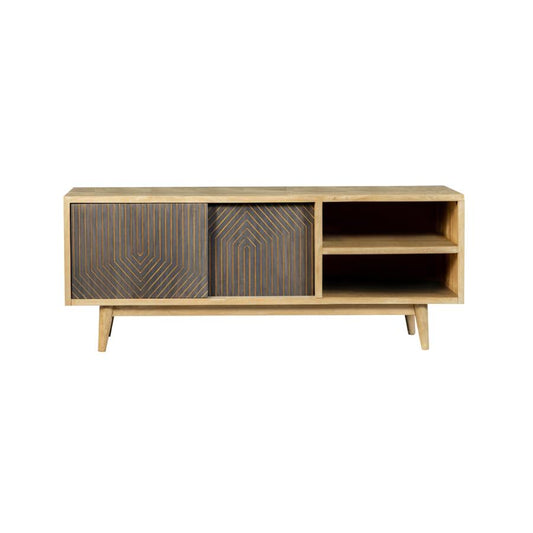 TV Console with Sliding Doors Natural