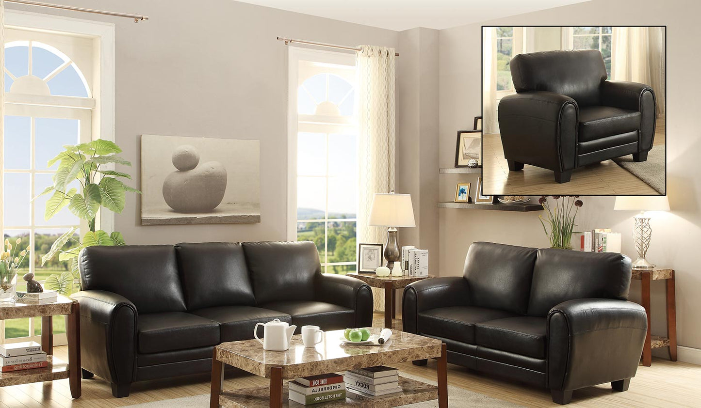 9734BK-2Pc Rubin 2pc Sofa & Loveseat in Black
