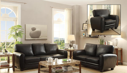 9734BK-2Pc Rubin 2pc Sofa & Loveseat in Black