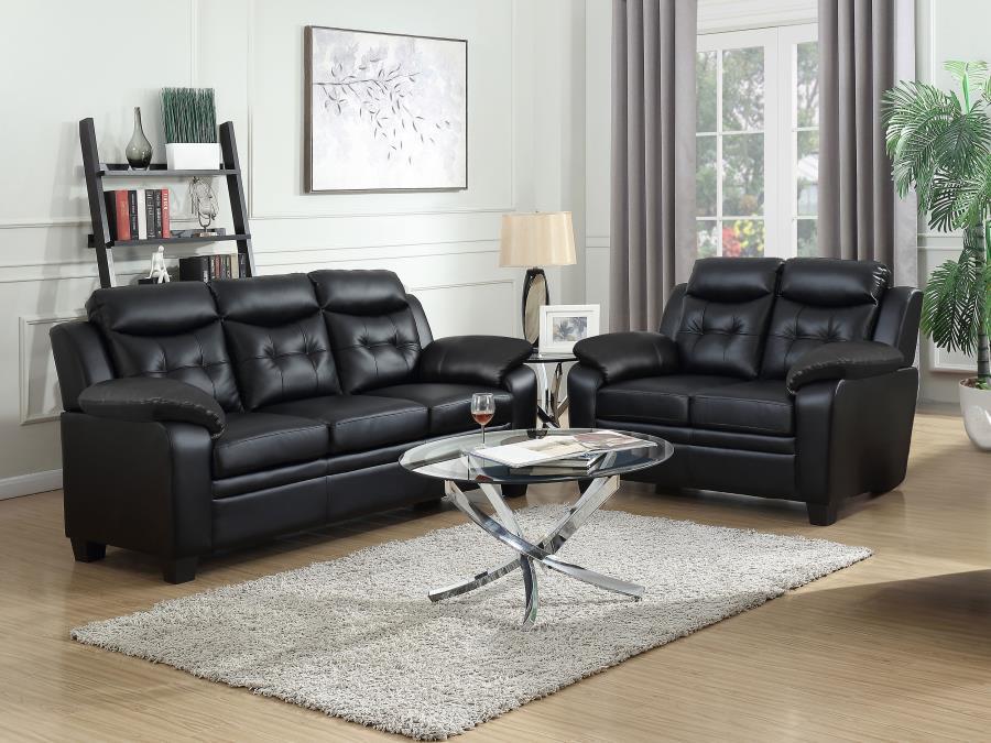 Finley 2-Piece Tufted  Sofa Set in Black