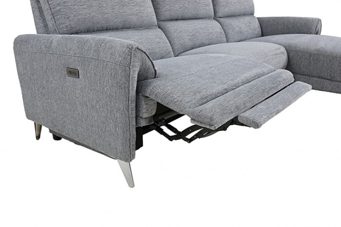 CM9938GY-R 2 pc Brande 2pc sectional sofa with power motion recliner