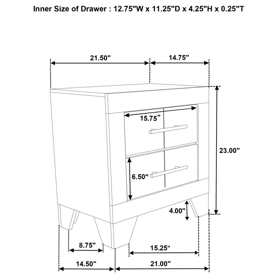 Trenton 2-Drawer Nightstand - Rustic Cream