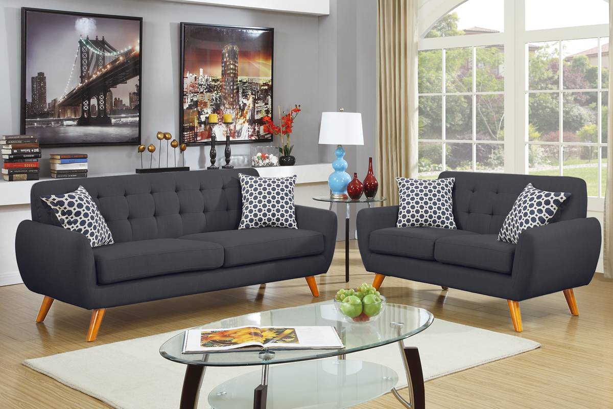 Kira 2-PC Sofa Set - Charcoal