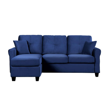 Monty Reversible Sofa Chaise, 2 pillows, Navy Velvet