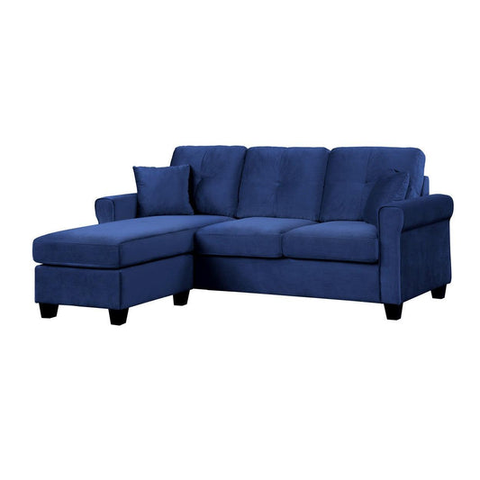 Monty Reversible Sofa Chaise, 2 pillows, Navy Velvet