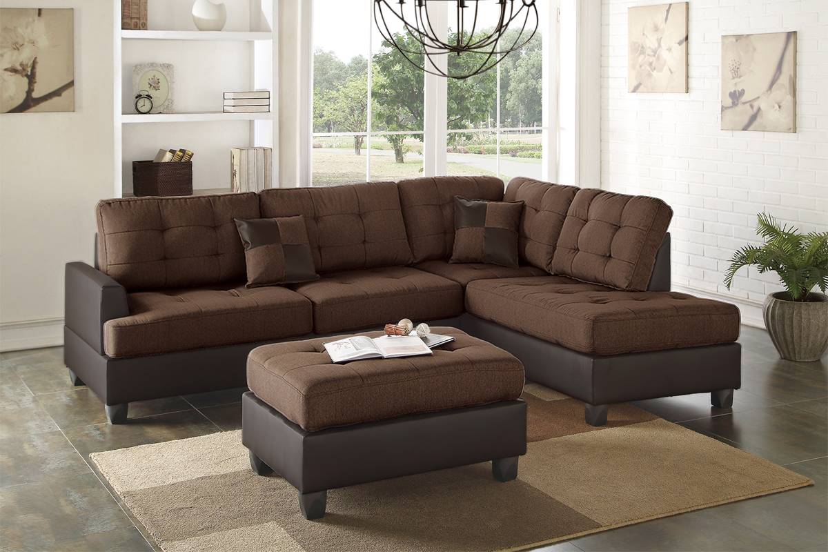 F6857 Matthews 3-PC Sectional - Two Tone Brown