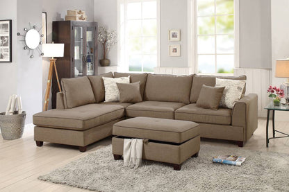 F6544 Perry 3-PC Sectional Sofa - Brown