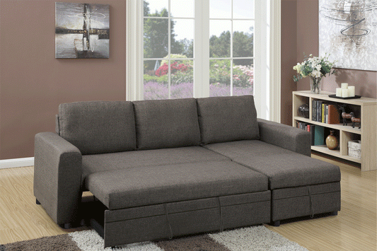 F6574 Darby 2-PC Sleeper Sectional - Charcoal