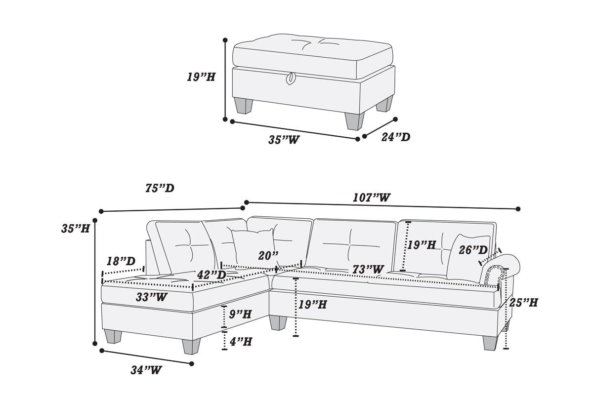 F6414  3-PC Sectional Set  Carter- Black