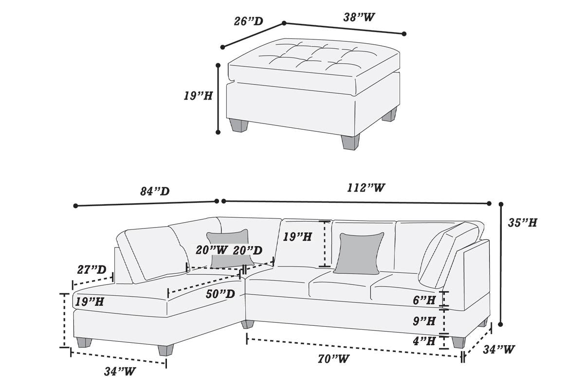 F8857 Huxeford 3-PC Sectional - Grey