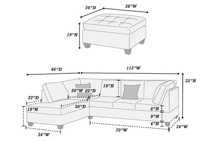 F6423 Wyatt 3-PC Sectional Sofa - Grey