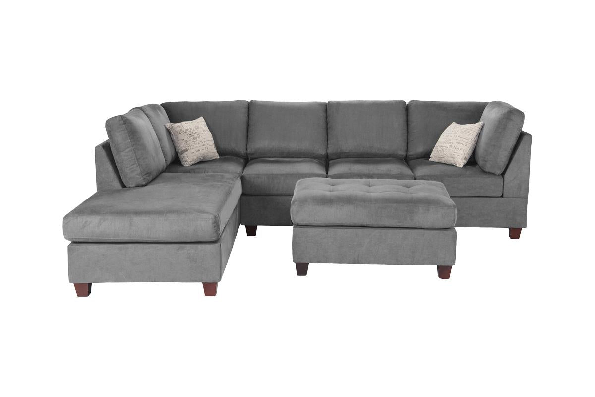 F6424 Wyatt 3-PC Sectional Sofa - Grey