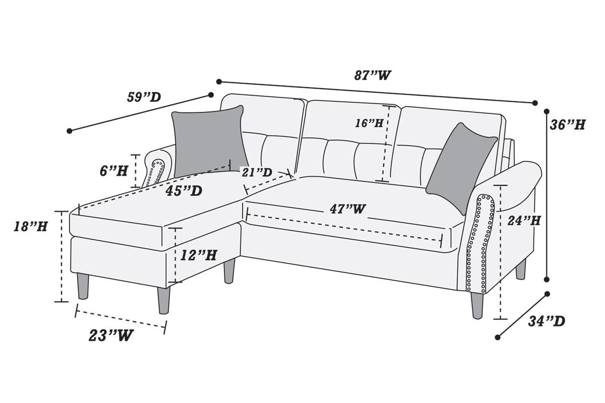 F6448 Davis 2-PC Sectional W/2 Accent Pillow - Tan