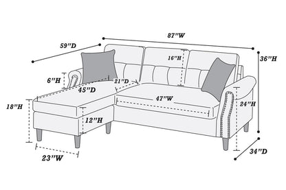 F6448 Davis 2-PC Sectional W/2 Accent Pillow - Tan