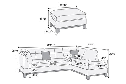 Pierce 3-PC Sectional w/ Ottoman - Brown