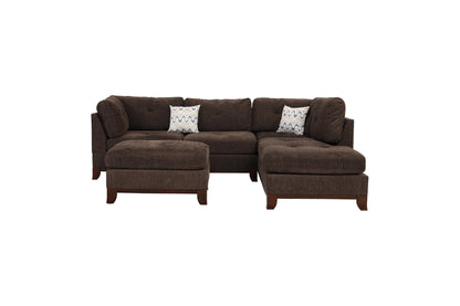 Pierce 3-PC Sectional w/ Ottoman - Brown