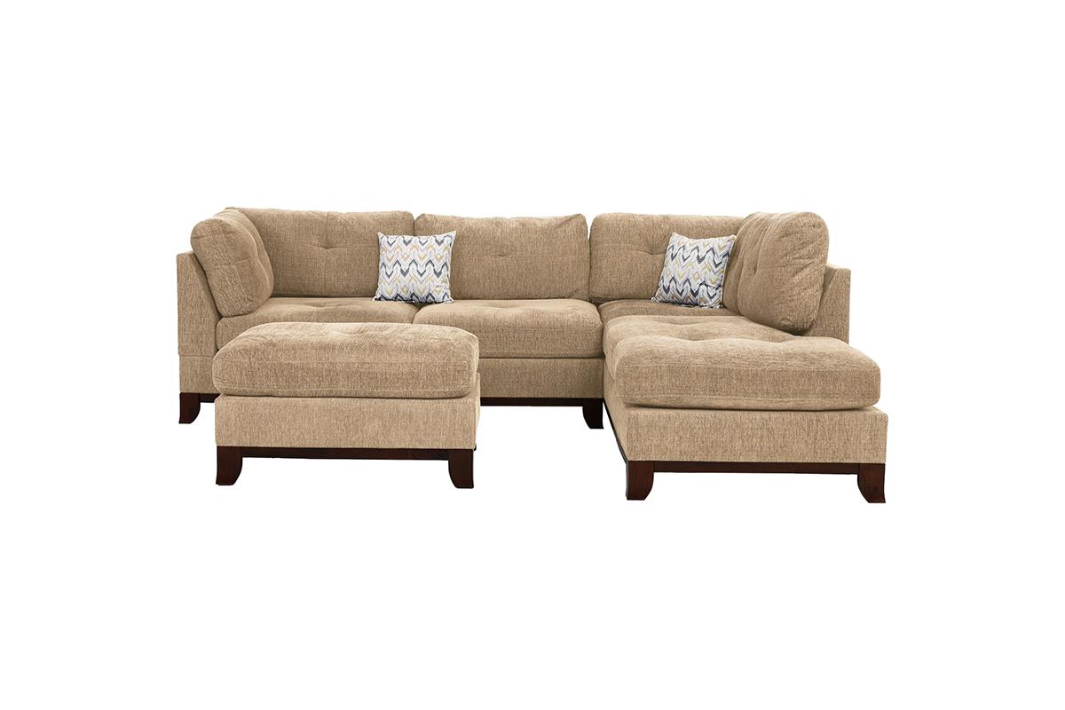 Pierce 3-PC Sectional w/ Ottoman - Tan