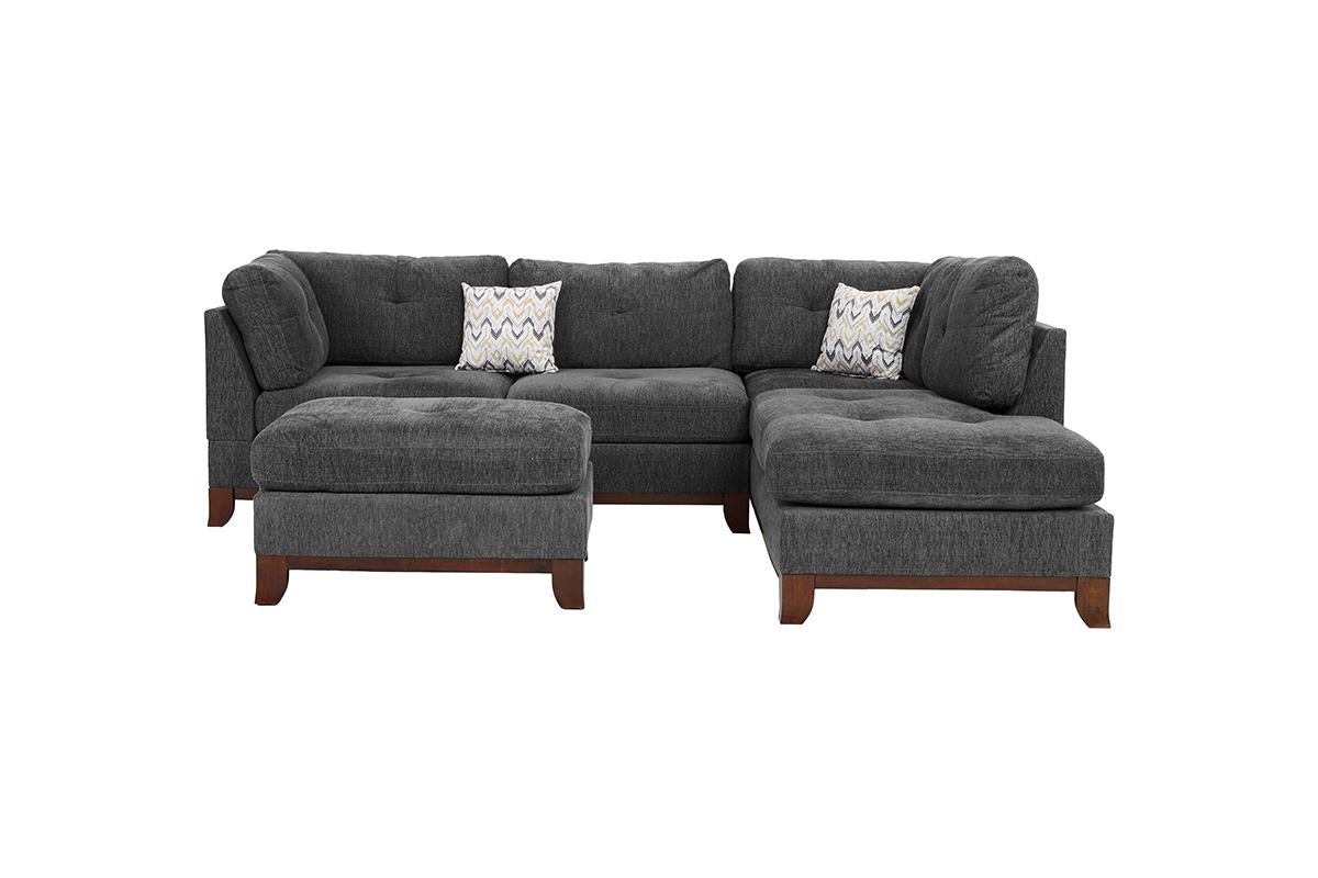 Pierce 3-PC Sectional w/ Ottoman - Grey