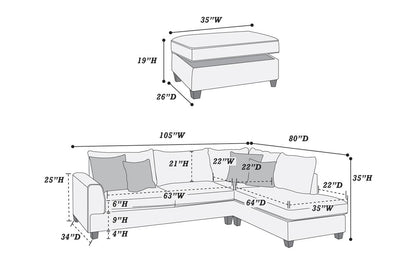 F6542 Perry 3-PC Sectional - Dark Grey