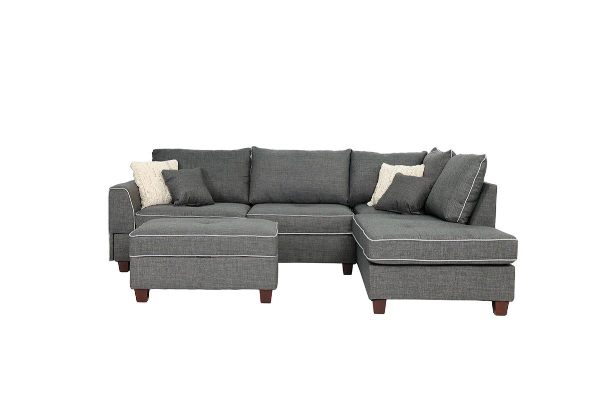 F6542 Perry 3-PC Sectional - Dark Grey