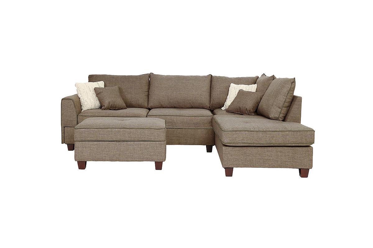 F6544 Perry 3-PC Sectional Sofa - Brown