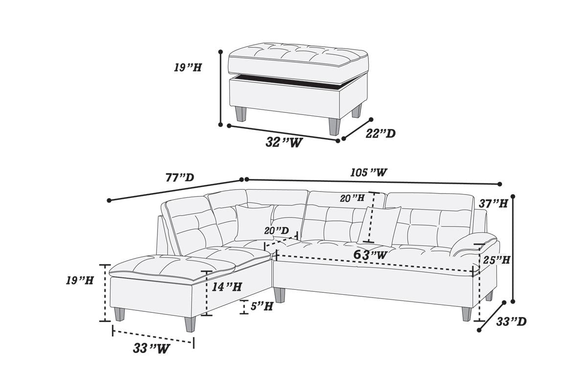 F6589 3-PC Sectional - Grey