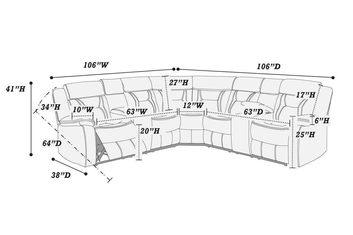 F6650 Hemingway Motion Sectional - Grey