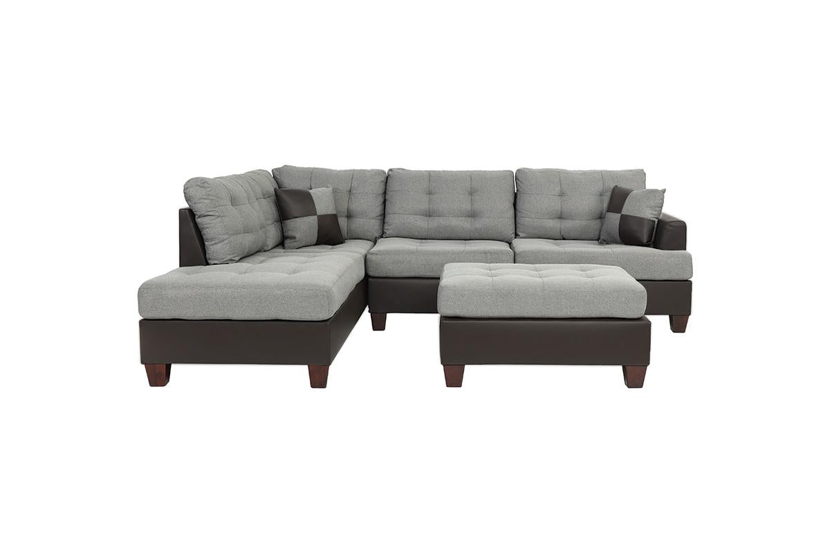 F6858 Matthews 3-PC Sectional - Two Tone Grey/Brown