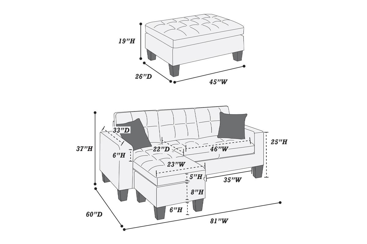 Trent Sectional Set - Two Tone Brown