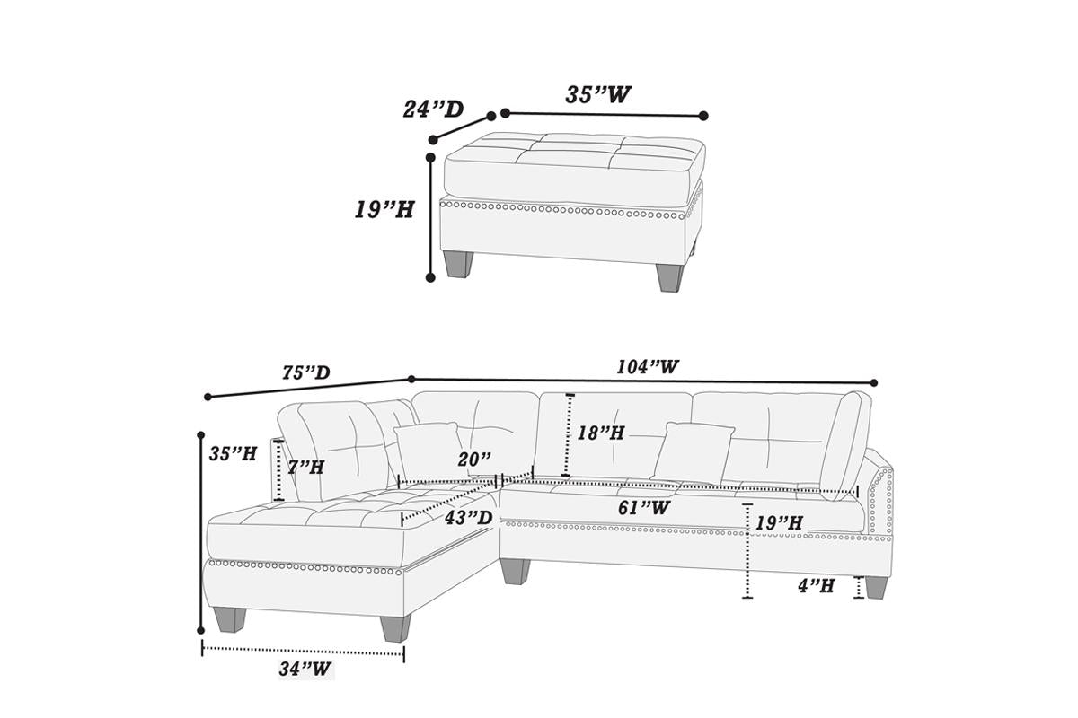 F6975 Nicole 3-PC Sectional Sofa - Grey