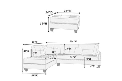 F6975 Nicole 3-PC Sectional Sofa - Grey