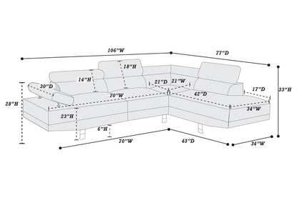 F7320 Pike Sectional Sofa Set - White