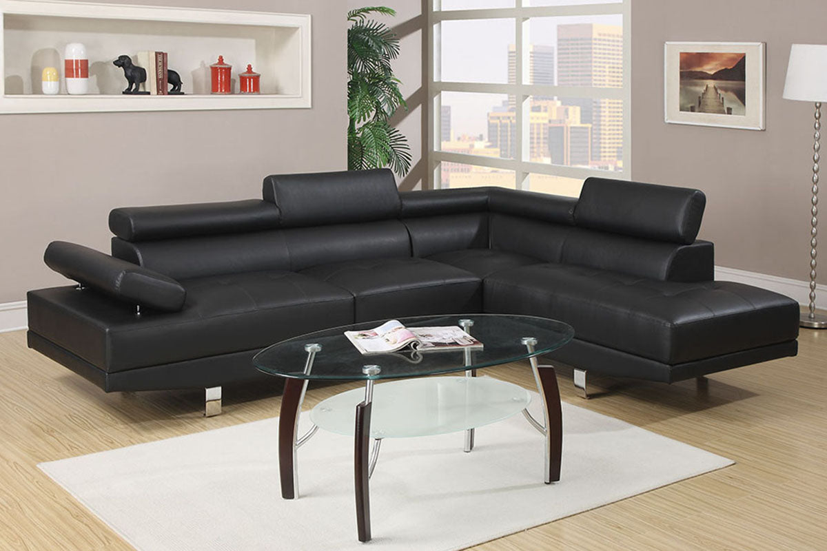 F7310 Pike Sectional Sofa - Black