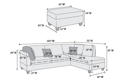 F7606  3-PC Sectional Set - Grey