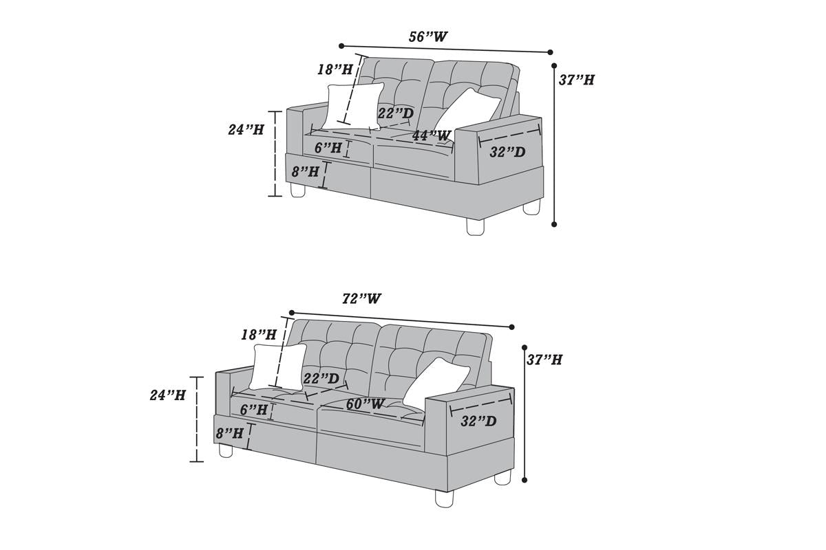 Bryant 2-PC Sofa Set - Brown