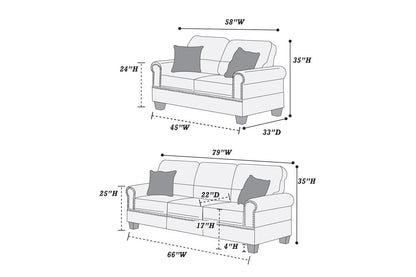 Reese 2-PC Sofa Set - Black