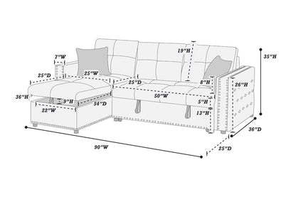 Reed Convertible Sectional F8540 - Black