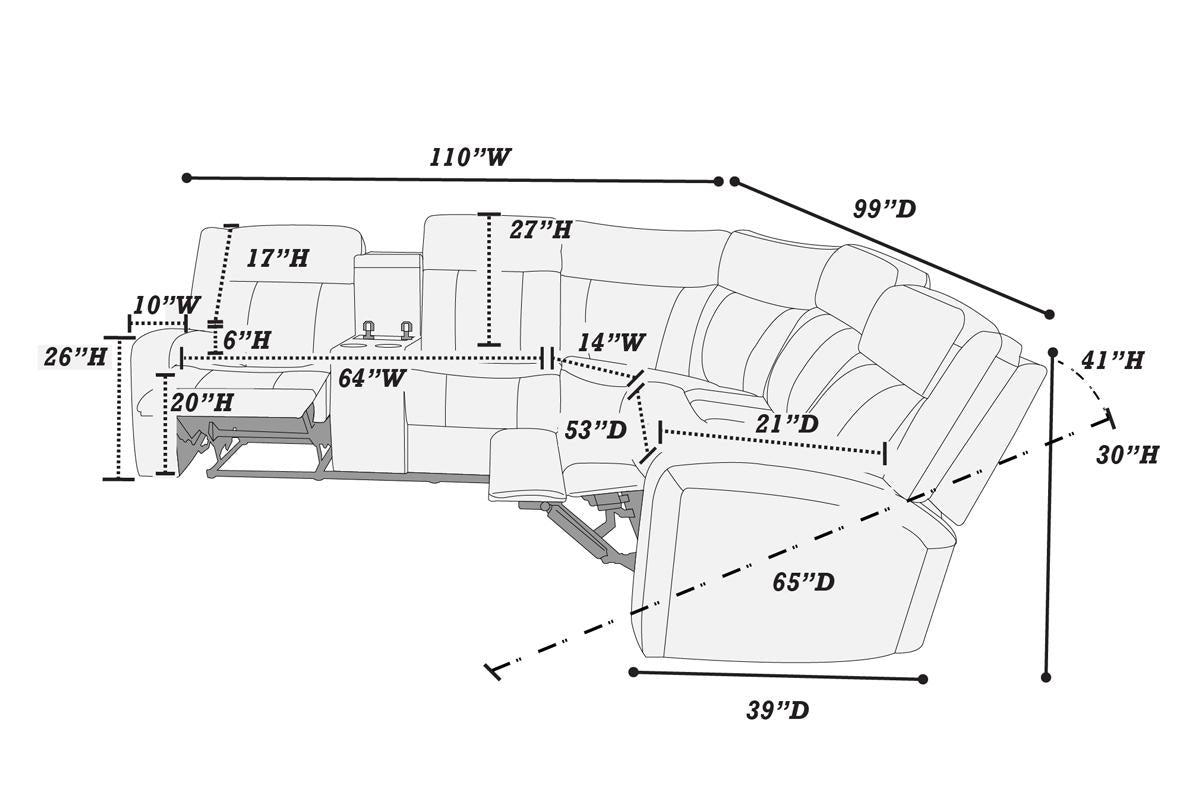 F86627 Hemmer 3-PC Power Reclining Sectional - Grey